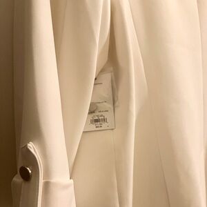 Cuffed off white blazer gold buttons